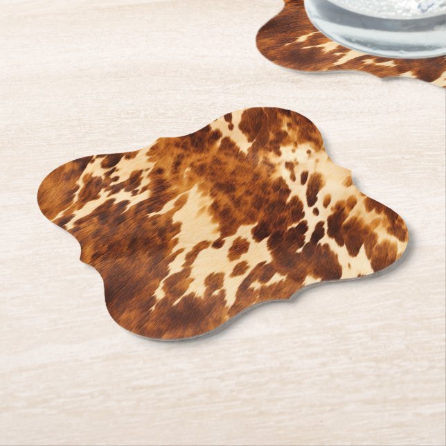 Brown Cowhide Paper Coaster (Angled)