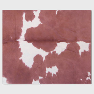 Brown Cowhide Print Rustic Farmhouse Christmas Wrapping Paper