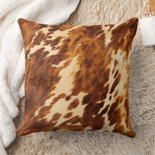 Brown Cowhide Throw Pillow