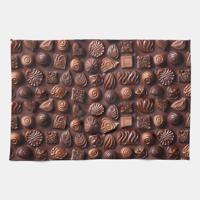 Brown Cozy Modern Unique Chocolate Kitchen Towel (Horizontal)