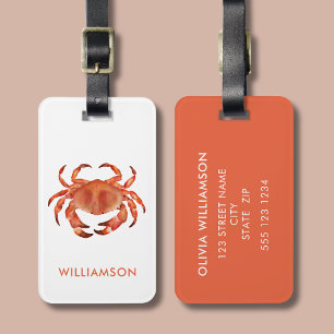 Brown Crab crustacaean Luggage Tag