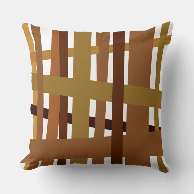 BROWN CRAZY LINES DESIGN Retro Throw Pillow (Front)