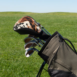 Brown Cream Animal Cowhide Golf Head Cover