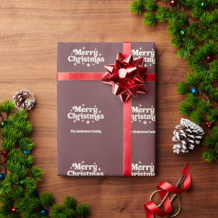 Brown cream beige Merry Christmas favor Wrapping Paper