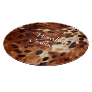 Brown Cream Black Cowhide Cutting Board