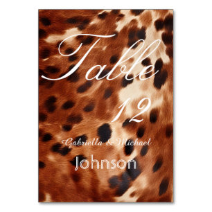 Brown Cream Black Cowhide Table Number