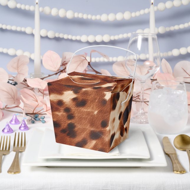 Brown Cream Black Cowhide Wedding Favor Box (Wedding)