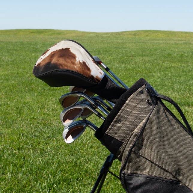 Brown Cream Black Southwest Cowhide Golf Head Cover (In Situ)