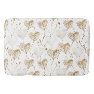 Brown Cream Boho Hearts   Bath Mat