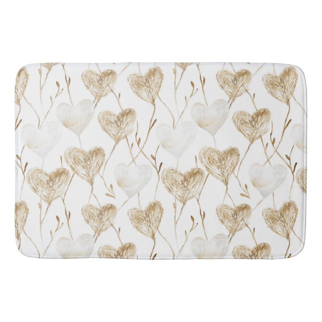 Brown Cream Boho Hearts   Bath Mat (Front)
