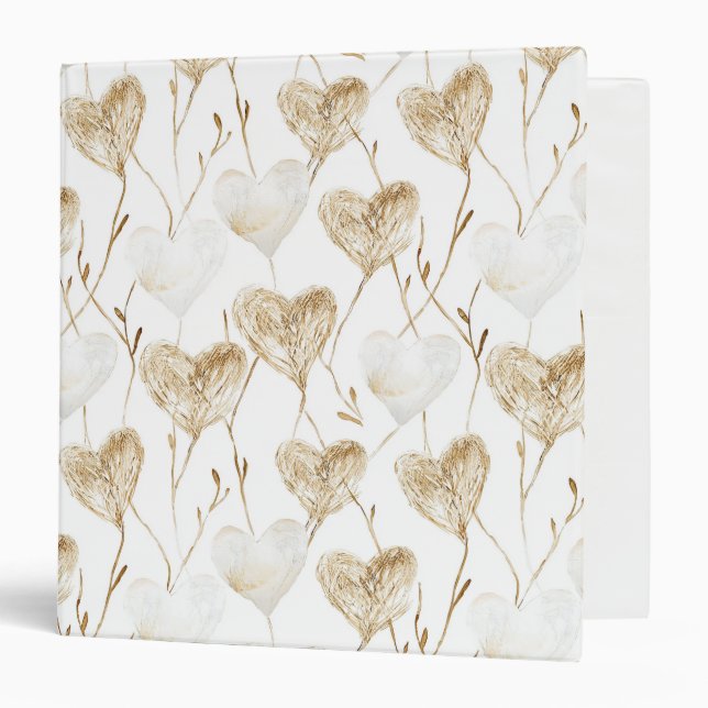 Brown Cream Boho Hearts   Binder (Front/Inside)