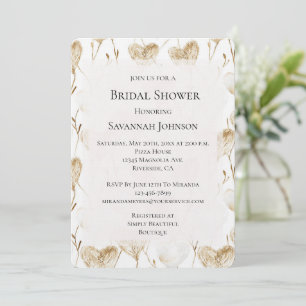 Brown Cream Boho Hearts Bridal Shower Invitation