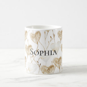 Brown Cream Boho Hearts Coffee Mug