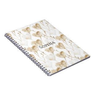 Brown Cream Boho Hearts   Notebook