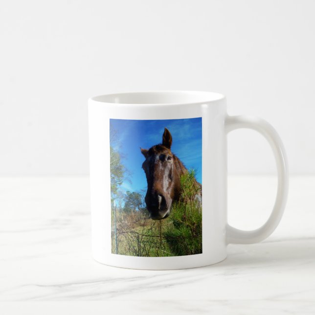 Brown & Cream Coloured Horse blue sky Coffee Mug (Right)