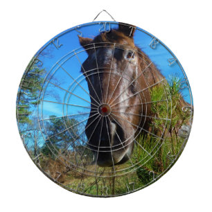 Brown & Cream Coloured Horse blue sky Dartboard