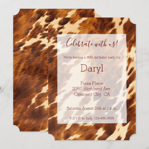 Brown Cream Cowhide Animal Print Invitation