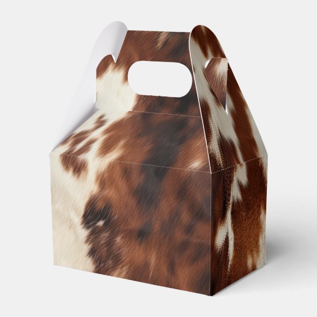 Brown Cream Cowhide Favor Box (Front Side)