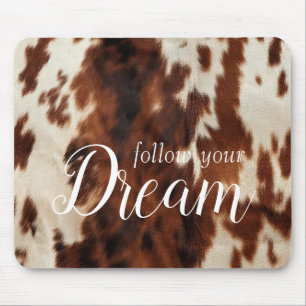 Brown Cream Cowhide Mouse Pad
