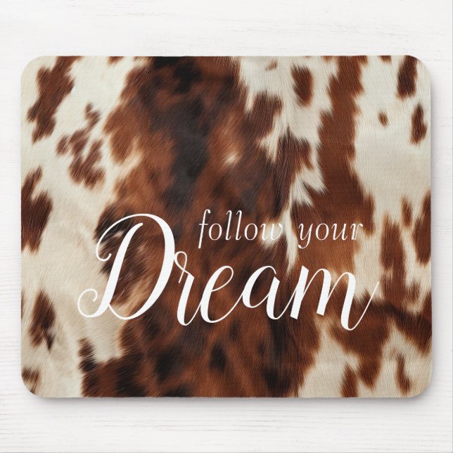 Brown Cream Cowhide Mouse Pad (Front)