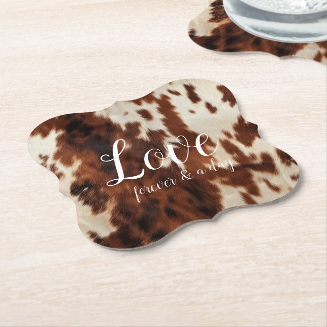 Brown Cream Cowhide Paper Coaster (Angled)