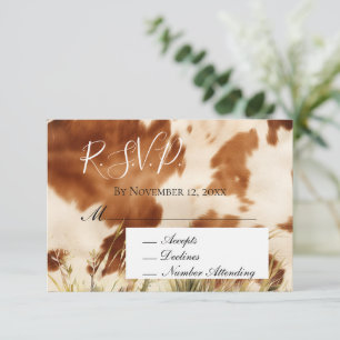 Brown Cream Cowhide Wedding RSVP Enclosure Card