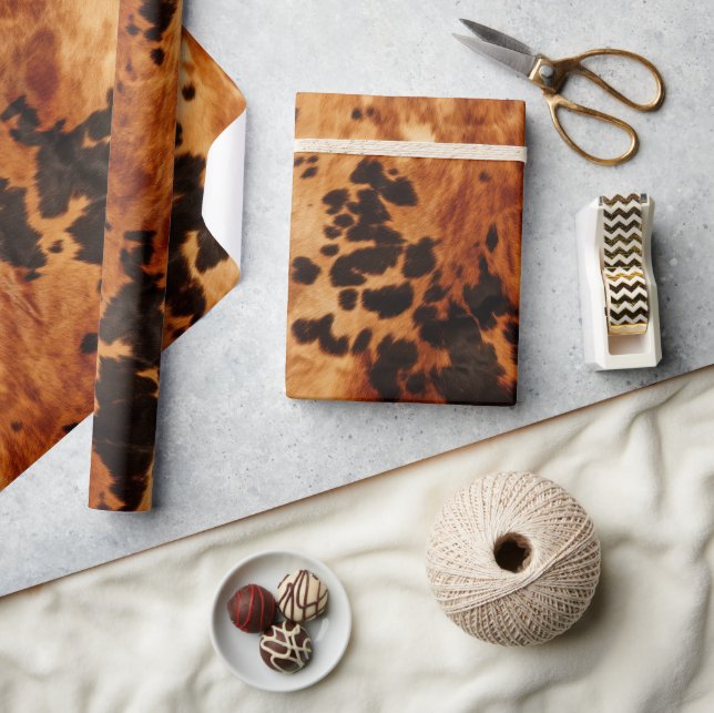 Brown Cream Cowhide Wedding Wrapping Paper (Crafts)