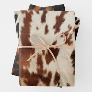 Brown Cream Cowhide Wrapping Paper Sheet