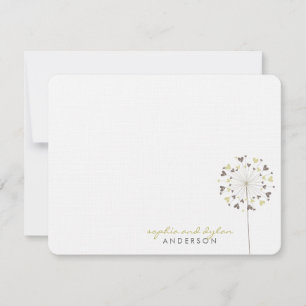 Brown Cream Dandelions Love Wedding Thank You Card