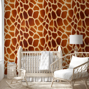 Brown Cream Giraffe Animal Print Wallpaper