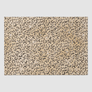 Brown Cream Glitter Leopard Print   Tissue Paper