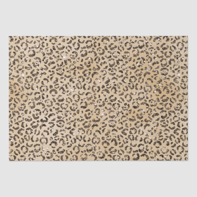 Brown Cream Glitter Leopard Print   Tissue Paper (Front)