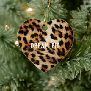 Brown Cream Leopard Animal Ceramic Ornament