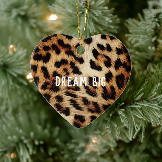 Brown Cream Leopard Animal  Ceramic Ornament (Tree)