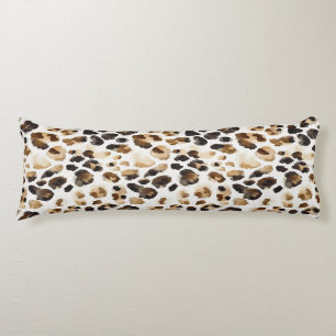 Brown Cream Leopard Animal Print Body Pillow
