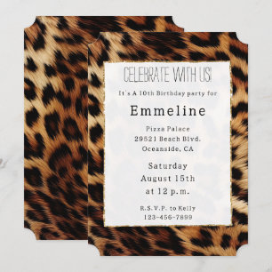 Brown Cream Leopard Animal Print  Invitation