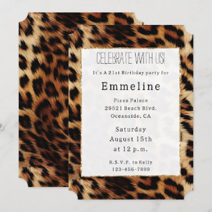 Brown Cream Leopard Animal Print  Invitation
