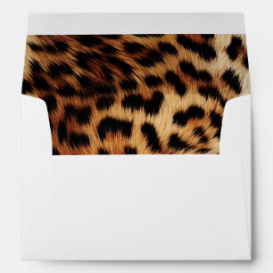 Brown Cream Leopard Animal Wedding Envelope