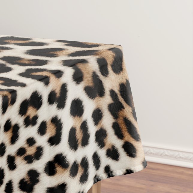 Brown Cream Leopard Print Tablecloth (In Situ)