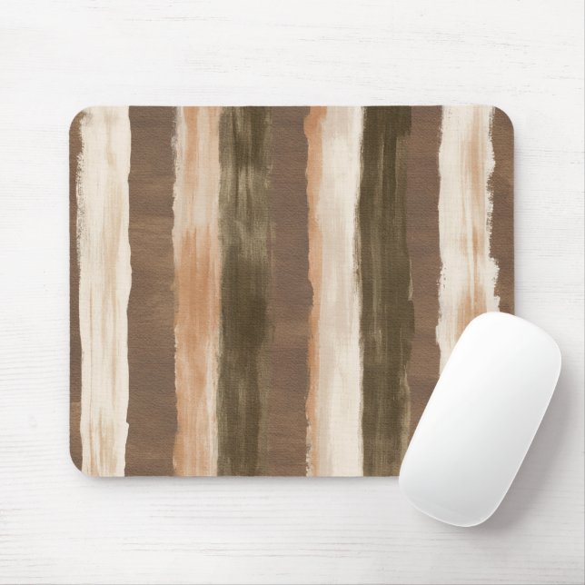 Brown Cream Orange Stripes Mouse Pad (With Mouse)