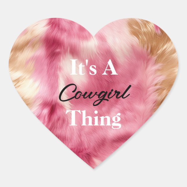 Brown Cream Pink Cowgirl Quote Heart Sticker (Front)