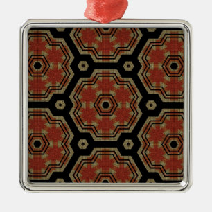Brown, Cream Retro Dots Art Seamless Pattern Metal Ornament