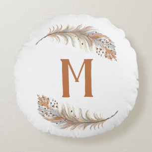 Brown & Cream  Round Pillow