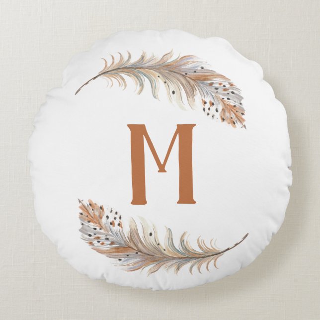 Brown & Cream  Round Pillow (Front)