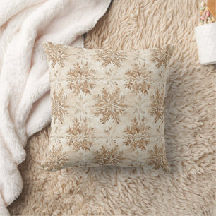 Brown Cream Snowflakes Christmas Throw Pillow