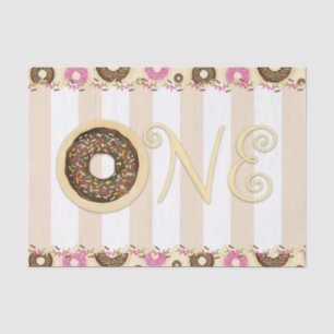 Brown Cream Sprinkle Doughnuts ONE 1ST Birthday Pa Tissue Paper