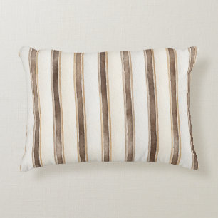 Brown Cream Stripes Accent Pillow