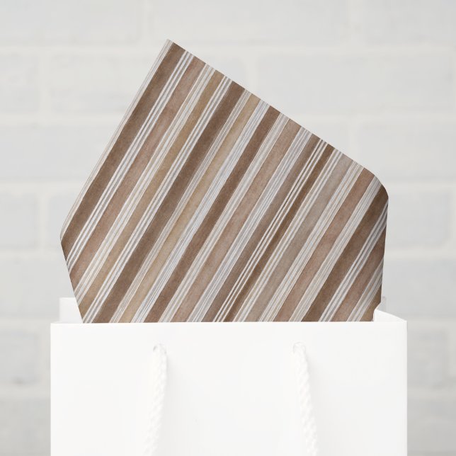Brown Cream Stripes Birthday Tissue Paper (Gift Bag)