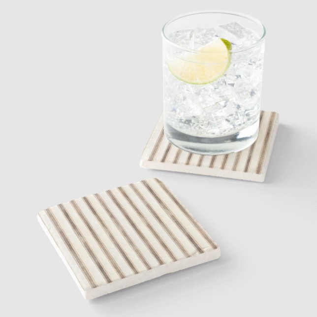 Brown Cream Stripes Stone Coaster (Side)
