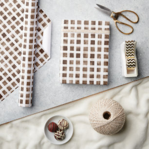 Brown Cream Stripes Wrapping Paper